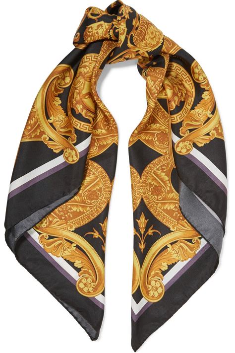 versace classic-print silk scarf|Versace printed silk scarf.